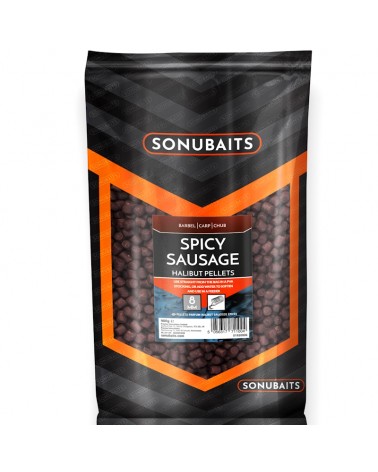 Pellet Zanętowy Sonubaits Halibut Pellets Spicy Sausage 8mm 900g Pikantna Kiełbasa