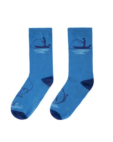 Skarpety Delphin Fishing Z Wędkarskim Wzorem Niebieskie Roz.41-46