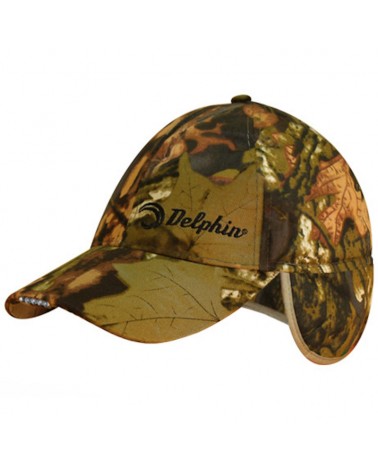 Czapka Zimowa Z Daszkiem Latarką Delphin LED Kamuflaż