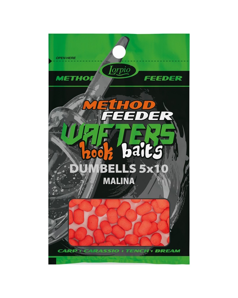 Przynęta Lorpio Method Feeder Hook Baits Wafters Dumbells 5x10mm Malina 15g