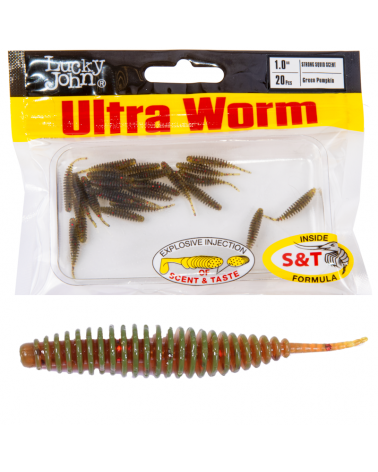 Guma Robak Lucky John Ultraworm 1.0'' 2.54cm PA03 Green Pumpkin 20szt.