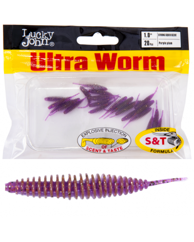 Guma Robak Lucky John Ultraworm 1.0'' 2.54cm S13 Purple Plum 20szt.