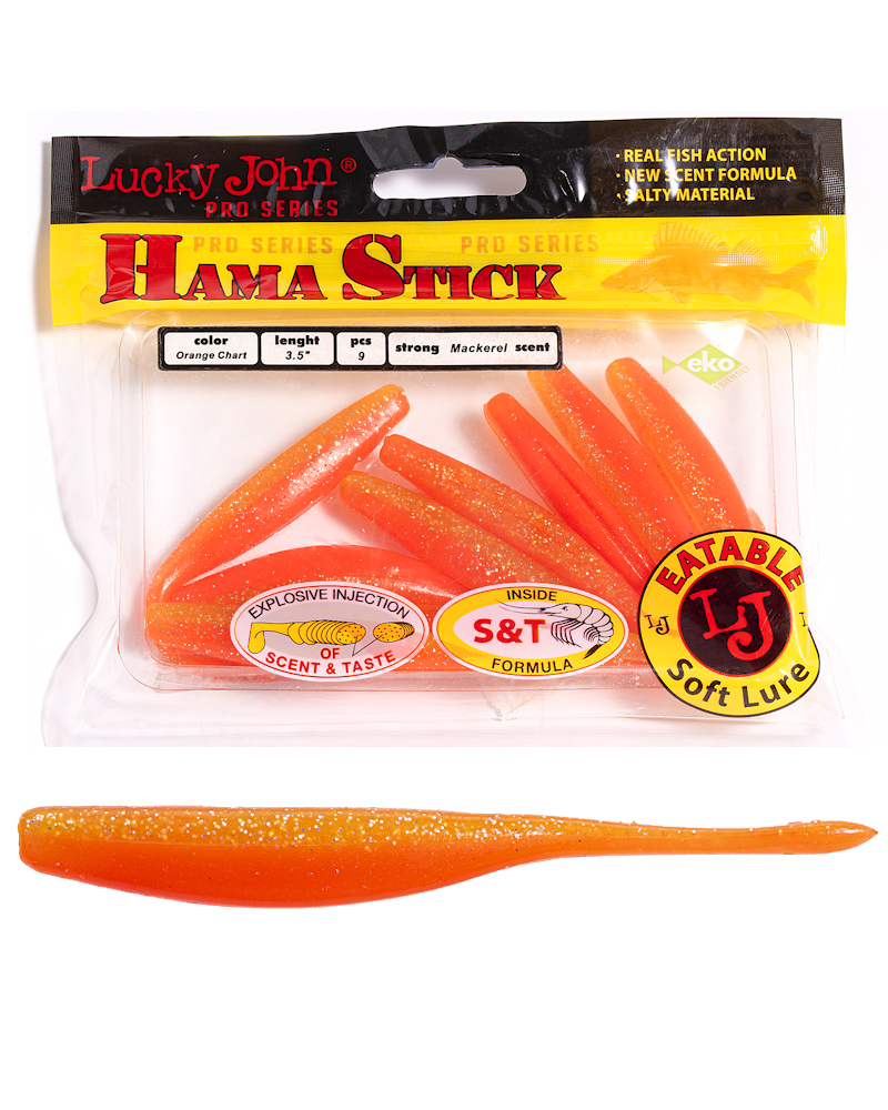 Guma Jaskółka Lucky John Hama Stick 3.5'' 8.9cm T26 Orange Chart 9szt.