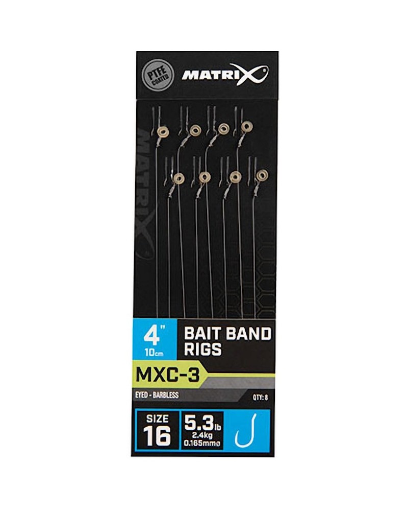 Przypony Matrix MXC-3 16 0.165mm 10cm Bait Band Rigs Barbless 8szt.