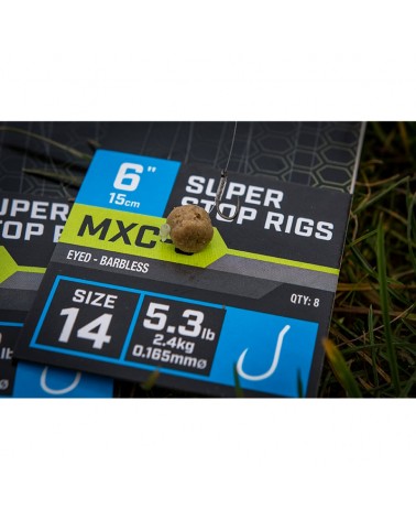 Haczyki Z Przyponem Matrix MXC-3 16 0.145mm Super Stop Rigs Barbless 15cm