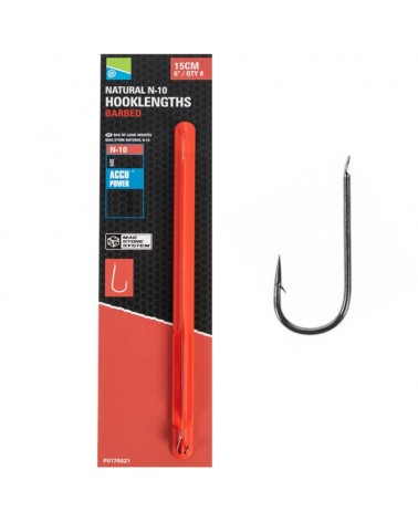 Haczyki Z Przyponem Preston Natural N-10 6'' 15cm 8szt.