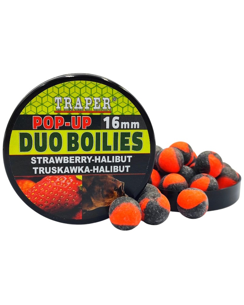 Kulki Proteinowe Traper Pop-Up Duo Boilies Truskawka Halibut Strawberry/Halibut 16mm 40g