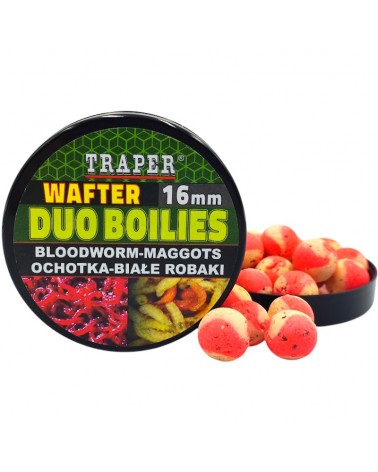 Kulki Proteinowe Traper Wafter Duo Boilies Ochotka/Białe Robaki Bloodworm/Maggots 16mm 40g