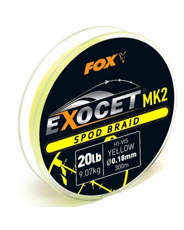 Plecionka Fox Exocet MK2 Spod Braid 20lb 9.07kg 300m Fluo Żółta