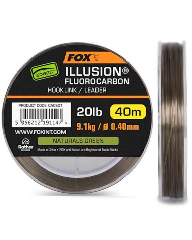 Fluorocarbon Fox Edges Illusion Leader 20lb 9.1kg 0.40mm 40m Naturals Green