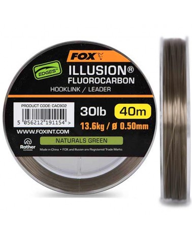 Fluorocarbon Fox Edges Illusion Leader 30lb 13.6kg 0.50mm 40m Naturals Green