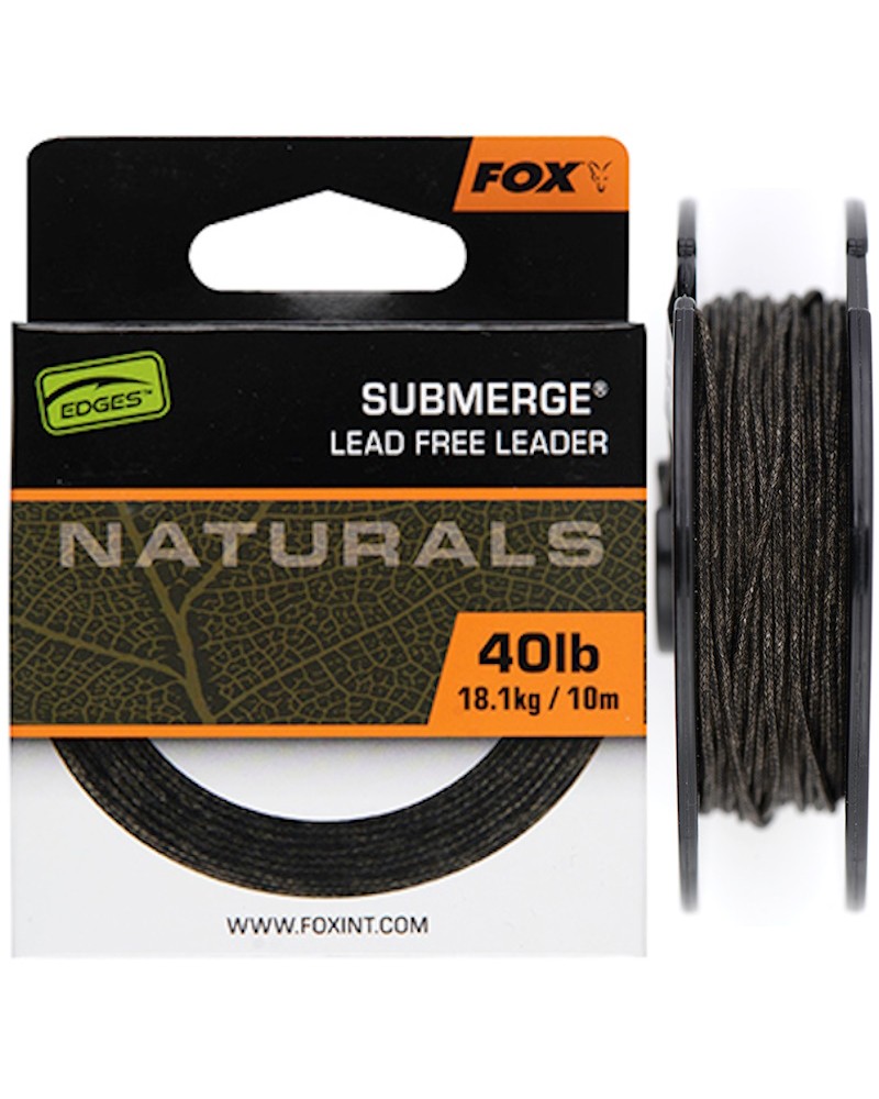 Materiał Bezołowiowy Na Zestawy Fox Edges Naturals Submerge Lead Free Leader 40lb 18.1kg 10m