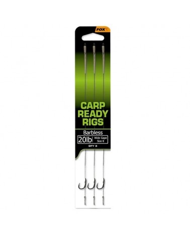 Przypony Karpiowe Fox Carp Ready Rigs Wide Gape Barbless Nr 8 20lb 3szt.