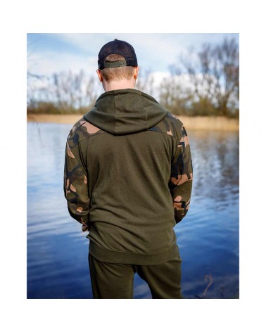 Bluza Wędkarska Rozpinana Z Kapturem Fox LW Khaki/Camo Split Zip Hoody