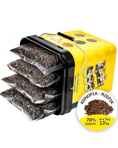 Mix Ziaren Carp Target Na Karpia Konopie Rzepik Mix Ziaren 12kg (4x3kg) Wiadro 17L