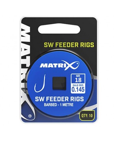 Haczyki Z Przyponem Matrix SW Feeder Rigs 18 0.145mm 1m