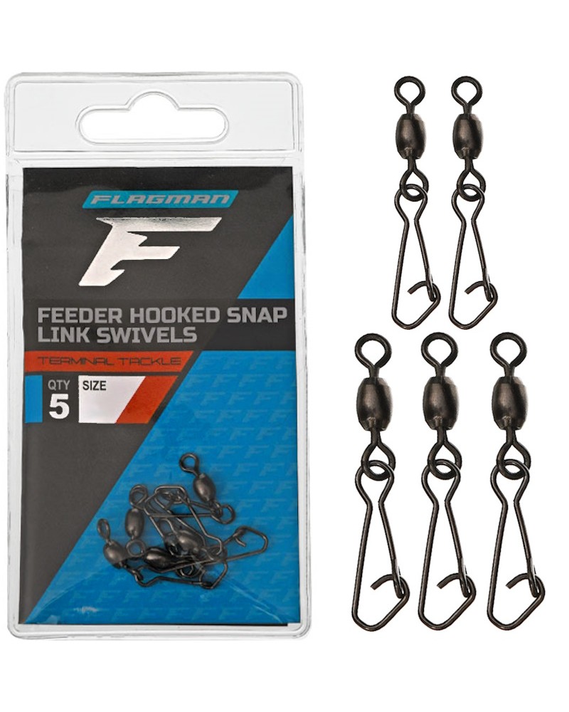 Krętlik Z Agrafką Flagman Feeder Hooked Snap Link Swivels