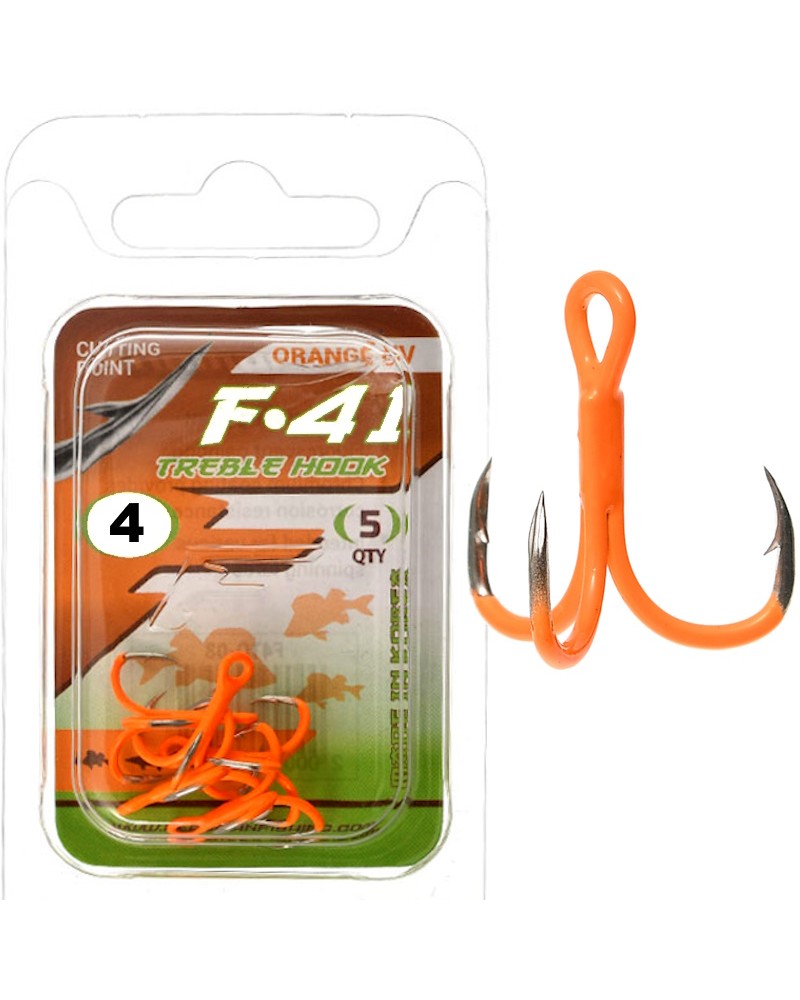 Kotwica Flagman Treble Hook Cutting Point F41 Orange UV Nr 4 5szt.