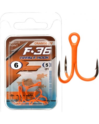 Kotwica Flagman Treble Hook Needle Point F36 Orange UV Nr 6 5szt.