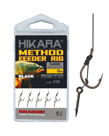 Przypon Method Feeder Traper Hikara Classic Z Bagnetem 25lbs Plecionka 5szt.