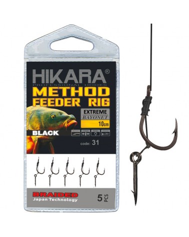 Przypon Method Feeder Traper Hikara Extreme Z Bagnetem 25lbs Plecionka 5szt.