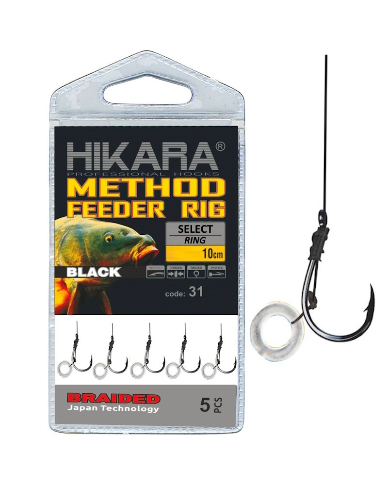 Przypon Method Feeder Traper Hikara Select Z Gumką 25lbs Plecionka 5szt.