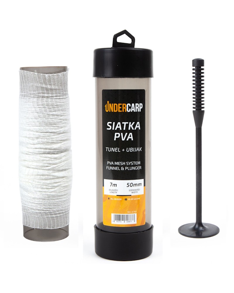 Siatka Rozpuszczalna Undercarp PVA 50mm 7m Tunel+Ubijak Minimum 45sek.