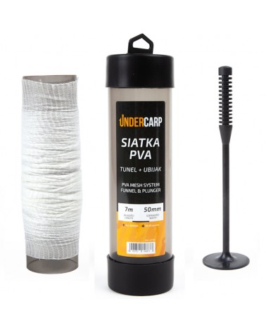 Siatka Rozpuszczalna Undercarp PVA 50mm 7m Tunel+Ubijak Minimum 45sek.