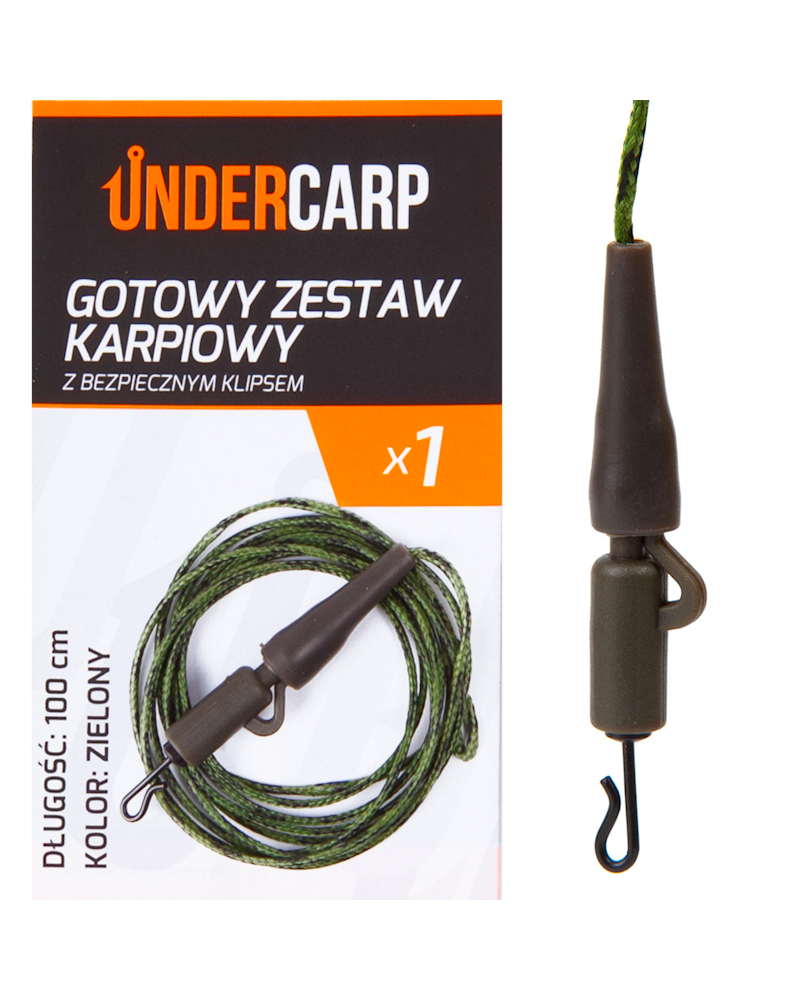Gotowy Zestaw Karpiowy Undercarp Leadcore Z Bezpiecznym Klipsem Zielony 100cm 1szt.