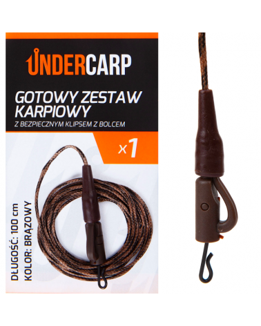 Gotowy Zestaw Karpiowy Undercarp Leadcore Z Bezpiecznym Klipsem Z Bolcem Brązowy 100cm 1szt.