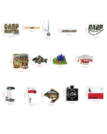 Zestaw Naklejek Wędkarskich Karpiowych Undercarp StickerZ 14szt.