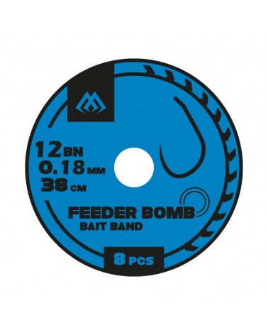 Przypon Mikado Feeder Bomb Z Gumką Hak Bez Zadziora Nr 12 Żyłka 0.18mm 38cm op.8szt.