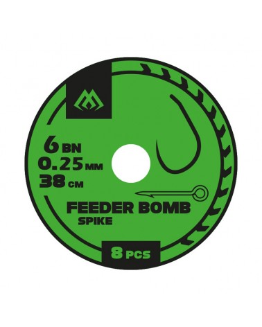 Przypon Mikado Feeder Bomb Z Igłą Hak Bez Zadziora Nr 6 Żyłka 0.25mm 38cm op.8szt.