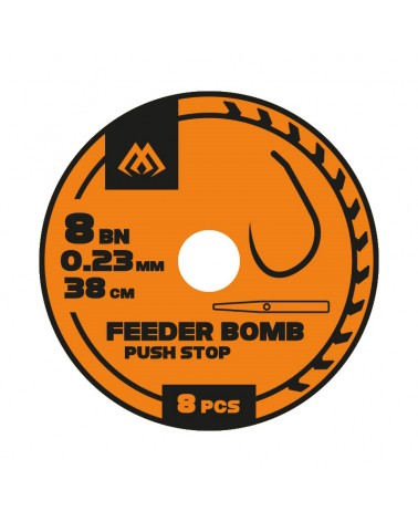 Przypon Mikado Feeder Bomb Z Push Stopem Hak Bez Zadziora Nr 8 Żyłka 0.23mm 38cm op.8szt.