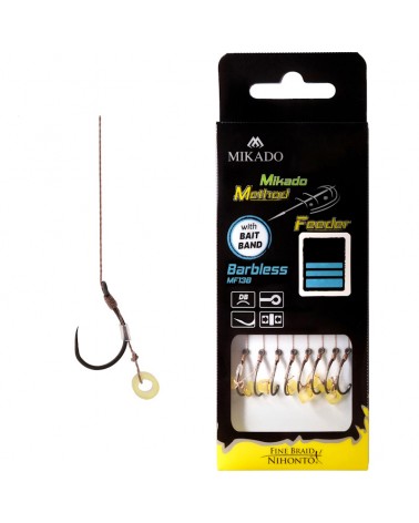 Przypon Mikado Method Feeder Z Gumką Hak Bez Zadziora Nr 4 Plecionka 0.16mm 10cm op.8szt.