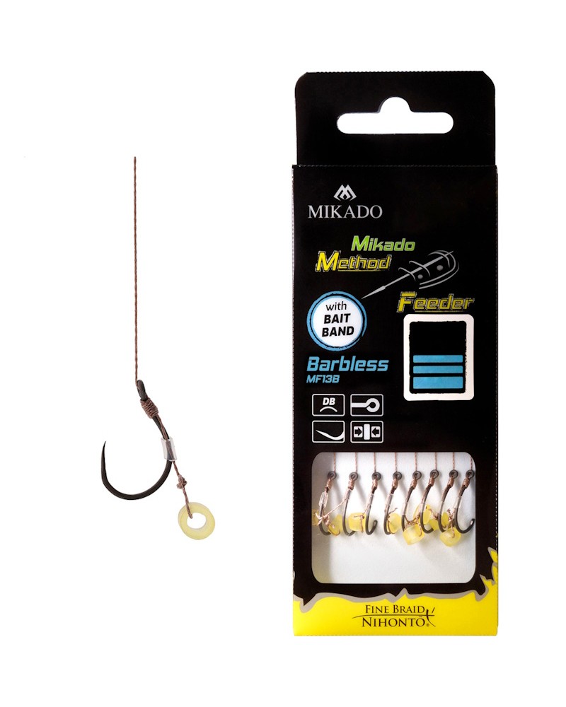 Przypon Mikado Method Feeder Z Gumką Hak Bez Zadziora Nr 4 Plecionka 0.16mm 10cm op.8szt.