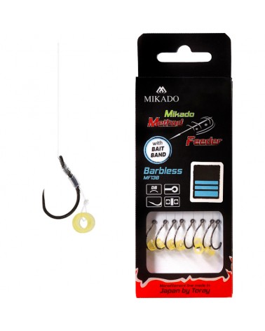 Przypon Mikado Method Feeder Z Gumką Hak Bez Zadziora Nr 4 Żyłka 0.28mm 10cm 8szt.