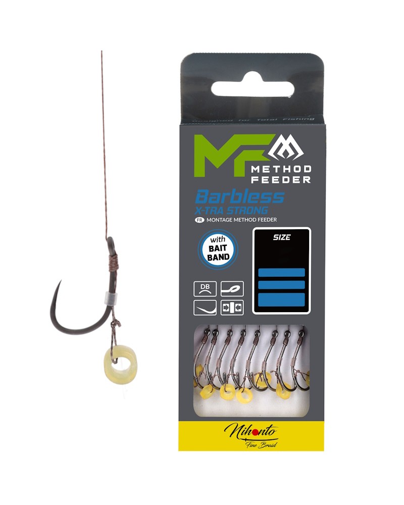 Przypon Mikado Method Feeder Z Gumką Hak Bez Zadziora Nr 8 DB Plecionka 0.12mm 10cm op.8szt.