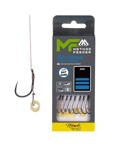 Przypon Mikado Method Feeder Z Gumką Hak Bez Zadziora Nr 10 DB Plecionka 0.12mm 10cm op.8szt.