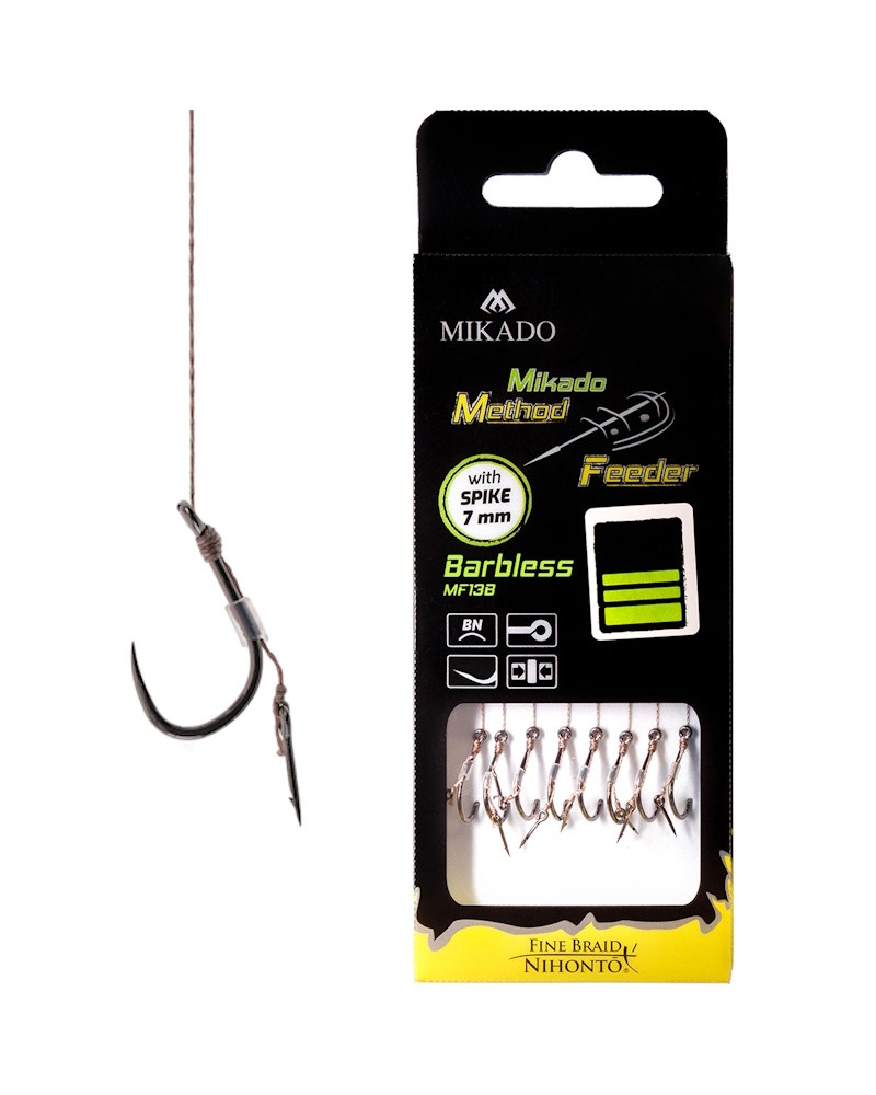 Przypon Mikado Method Feeder Z Igłą Hak Bez Zadziora Nr 12 DB Plecionka 0.12mm 10cm op.8szt.