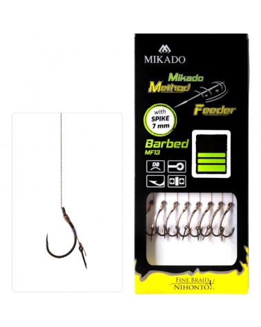 Przypon Mikado Method Feeder Z Igłą Hak Z Zadziorem Nr 10 Plecionka 0.12mm 10cm 8szt.