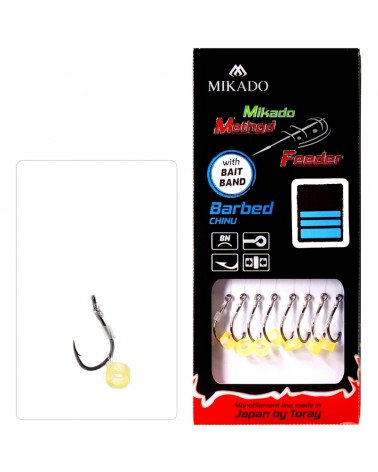 Przypon Mikado Method Feeder Z Gumką Hak Z Zadziorem Nr 14 Żyłka 0.20mm 10cm 8szt.