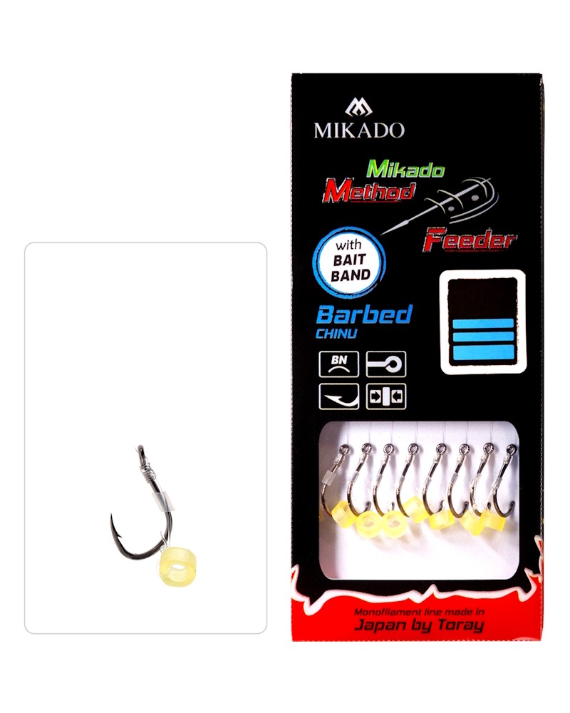 Przypon Mikado Method Feeder Z Gumką Hak Z Zadziorem Nr 14 Żyłka 0.20mm 10cm 8szt.