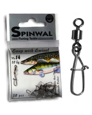 Agrafka Spinningowa Z Krętlikiem Spinwal Snap With Swivel Nr 14 15kg 10szt.