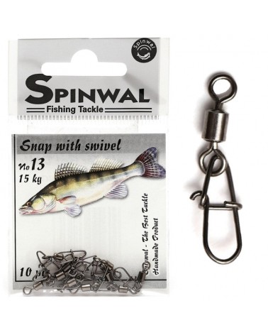 Agrafka Spinningowa Z Krętlikiem Spinwal Snap With Swivel Nr 13 15kg 10szt.
