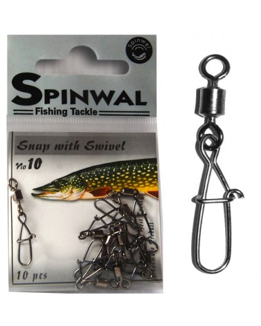 Agrafka Spinningowa Z Krętlikiem Spinwal Snap With Swivel Nr 10 20kg 10szt.