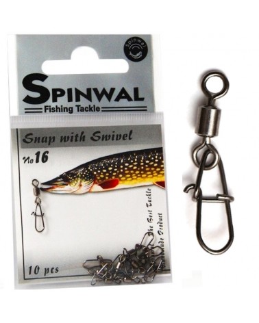 Agrafka Spinningowa Z Krętlikiem Spinwal Snap With Swivel Nr 16 10kg 10szt.