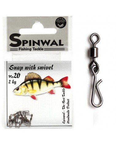 Agrafka Spinningowa Z Krętlikiem Spinwal Snap With Swivel Nr 20 2kg 10szt.
