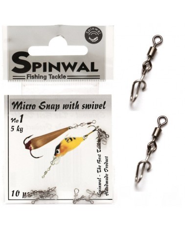 Agrafka Spinningowa Z Krętlikiem Spinwal Mikro Snap With Swivel Nr 1 5kg 10szt.