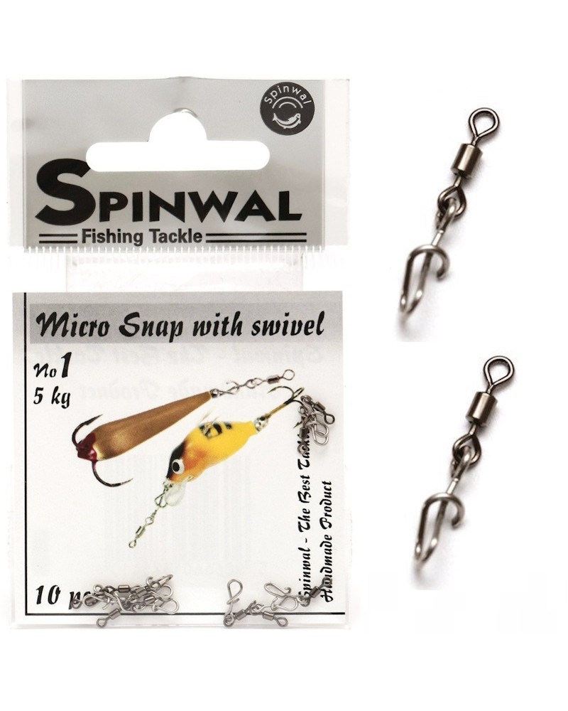Agrafka Spinningowa Z Krętlikiem Spinwal Mikro Snap With Swivel Nr 1 5kg 10szt.